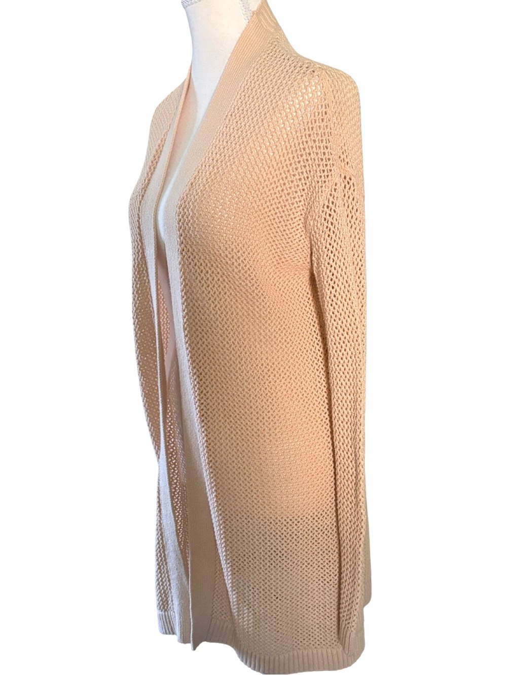 Banana Republic Cream Open-Front Waffle Knit Cardigan - Picture 4 of 8